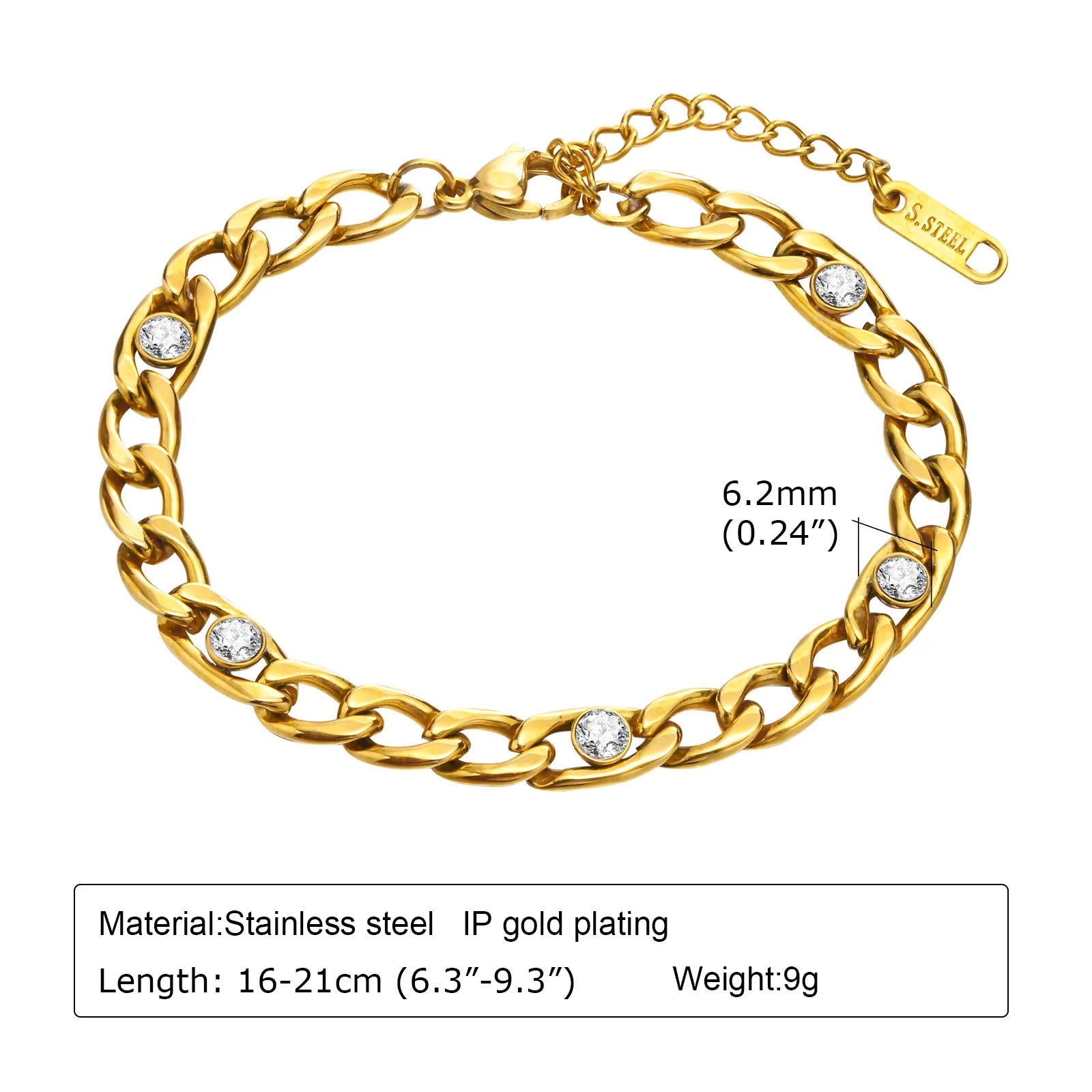 Damen-Armband aus Edelstahl, 18 Karat vergoldet, gedreht, Büroklammer-Design, verstellbares Gliederarmband, klobiger stapelbarer Lagenlook-Schmuck