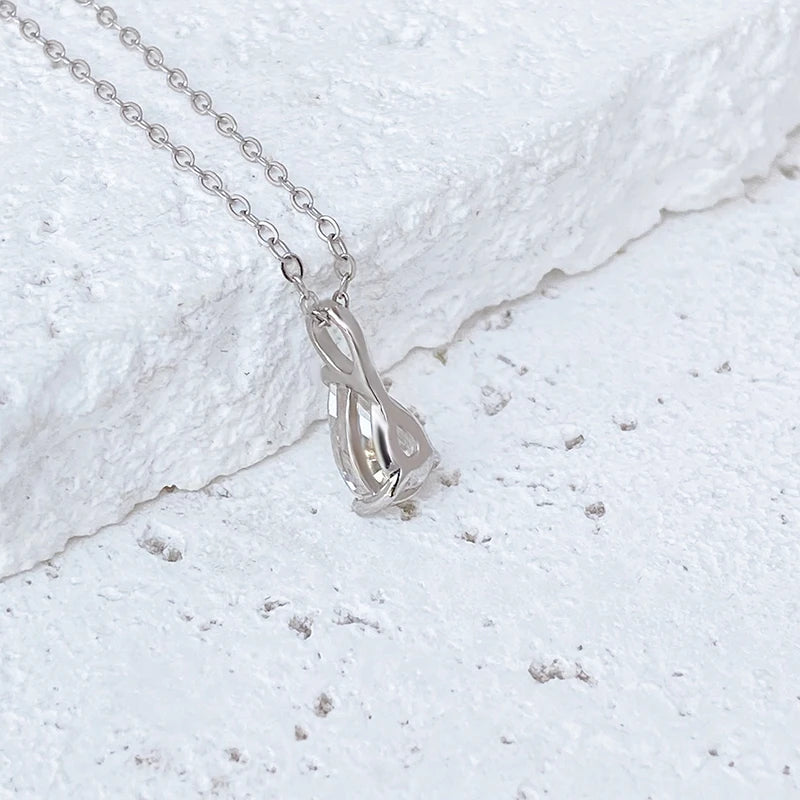 NeeTim Colgante de moissanita con forma de gota de agua de 1 ct y 2 ct, collar de plata S925, diamante de laboratorio con corte de pera, cadena para mujer con certificado
