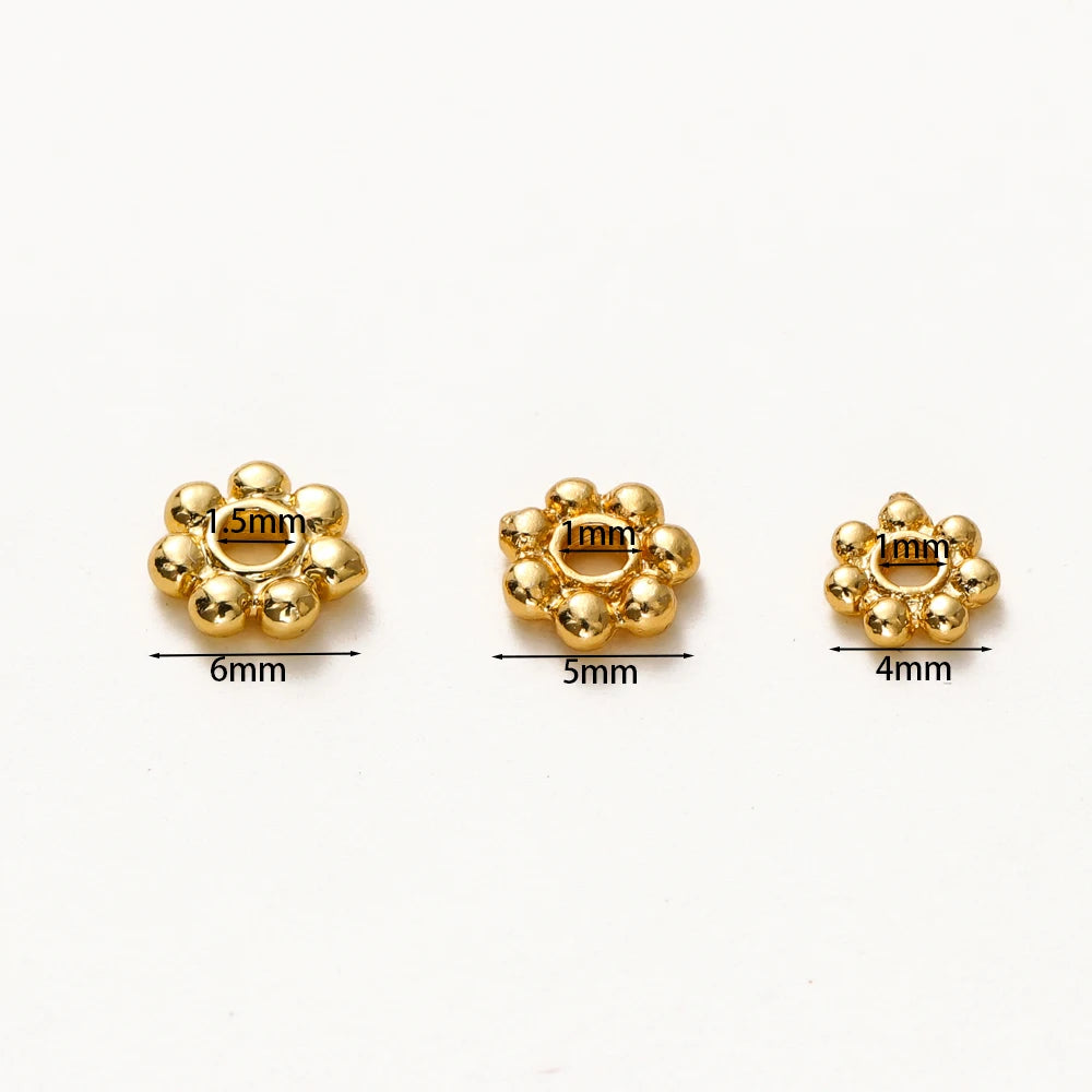 20 Stück 14K 18K Goldfarbe Gänseblümchen Zwischenperlen Mini Messing Spacer Beads Anhänger für DIY Armband Halskette Schmuckherstellung
