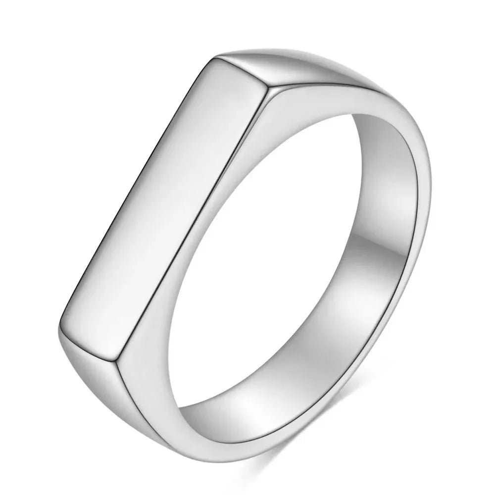 Customized Women Signet Ring Name Letter Pattern Logo Stainless Steel Rings Punk Candid Fashion Jewelry Male Wedding Accessories