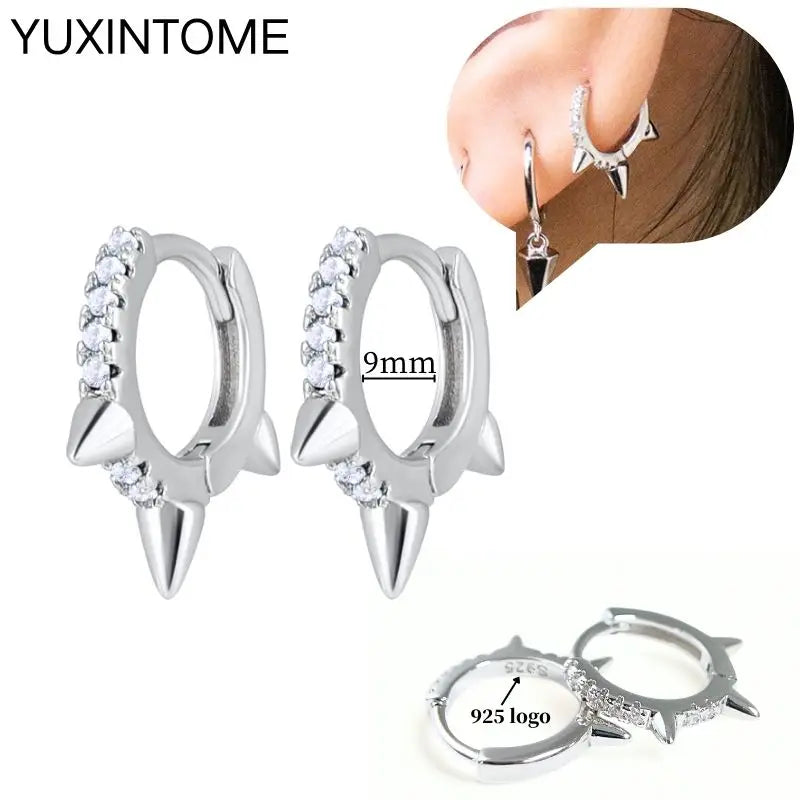 925 Sterling Silber Ohrnadel Mode Creolen Weiße Kristall Luxus Damen Silberohrringe Hochzeit Damenschmuck Geschenk