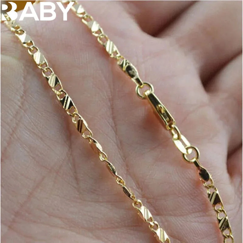Exquisite Fashion 18K Gold Filled Necklace For Women Men Size 16-30 Inch Jewelry Chain Wholesale