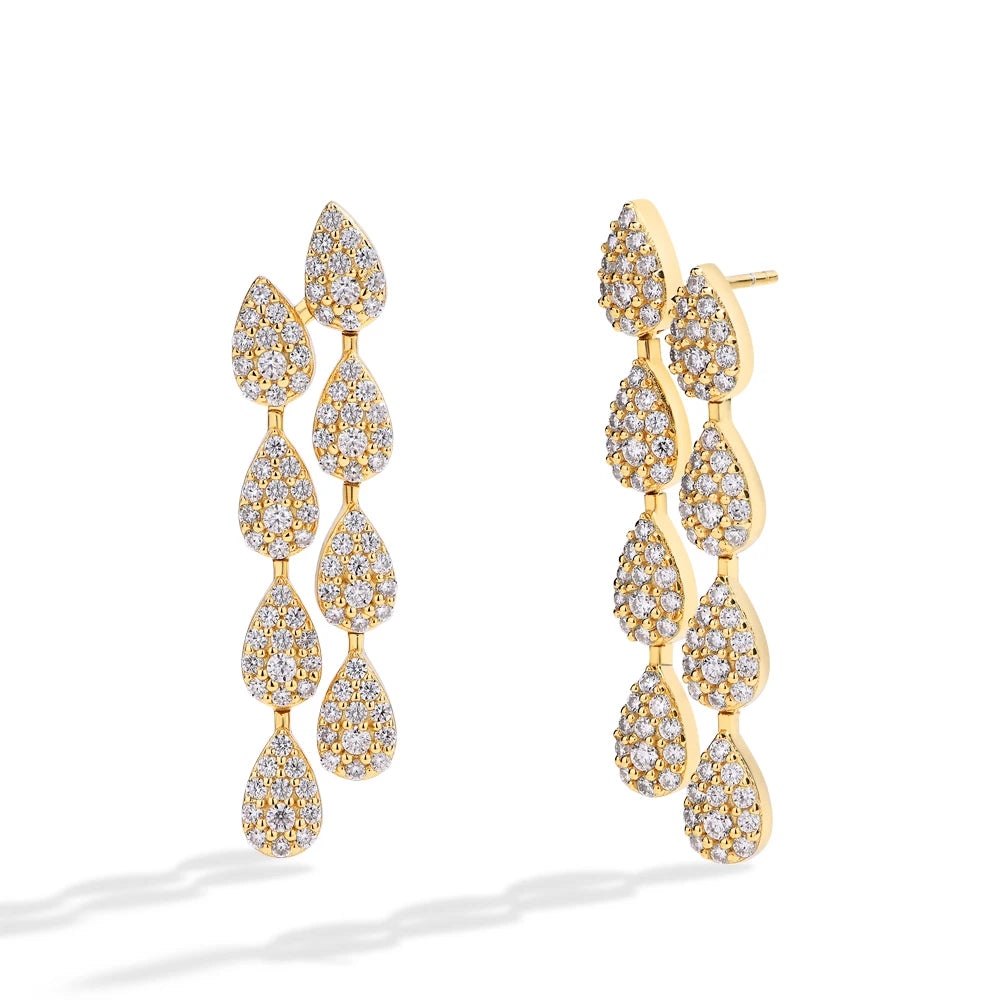 MINTYBOX Pendientes Colgantes de Moissanita con Diamante de Laboratorio S925 Plata 2.59ct para Mujer Chapados en Oro de 18k Diseño de Hojas Joyería de Boda