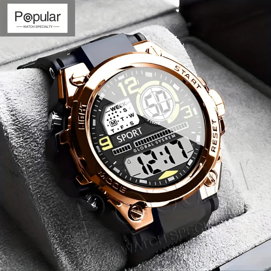 Unisex Outdoor Sports Digital Watch Big Dial LED Alarm 1237 Sport Watch for Men And Women