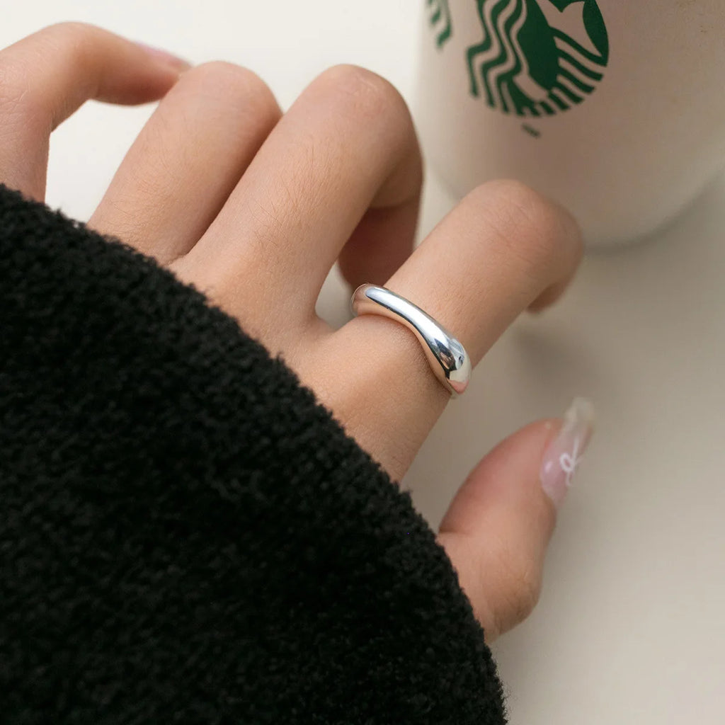 925 Sterling Silber Geometrie Bogenförmige Offene Ringe Für Frauen Verlobung Hochwertiger Schmuck Zubehör Großhandel Schmuck