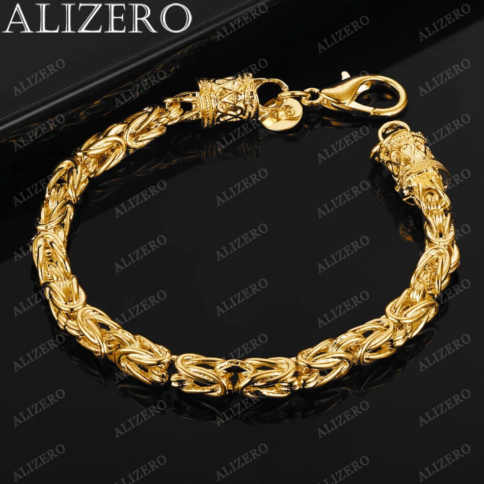 ALIZERO 18K Goldarmband 5mm Wasserhahn-Kettenarmbänder für Herren Damen Mode Hochzeitsfeier Geschenk Edler Schmuck Großhandel