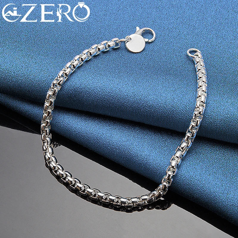 ALIZERO 18K Gold Armbänder 925 Sterling Silber 4mm Runde Kastenkette Armband Für Frau Mann Modeschmuck Hochzeit Party Geschenk