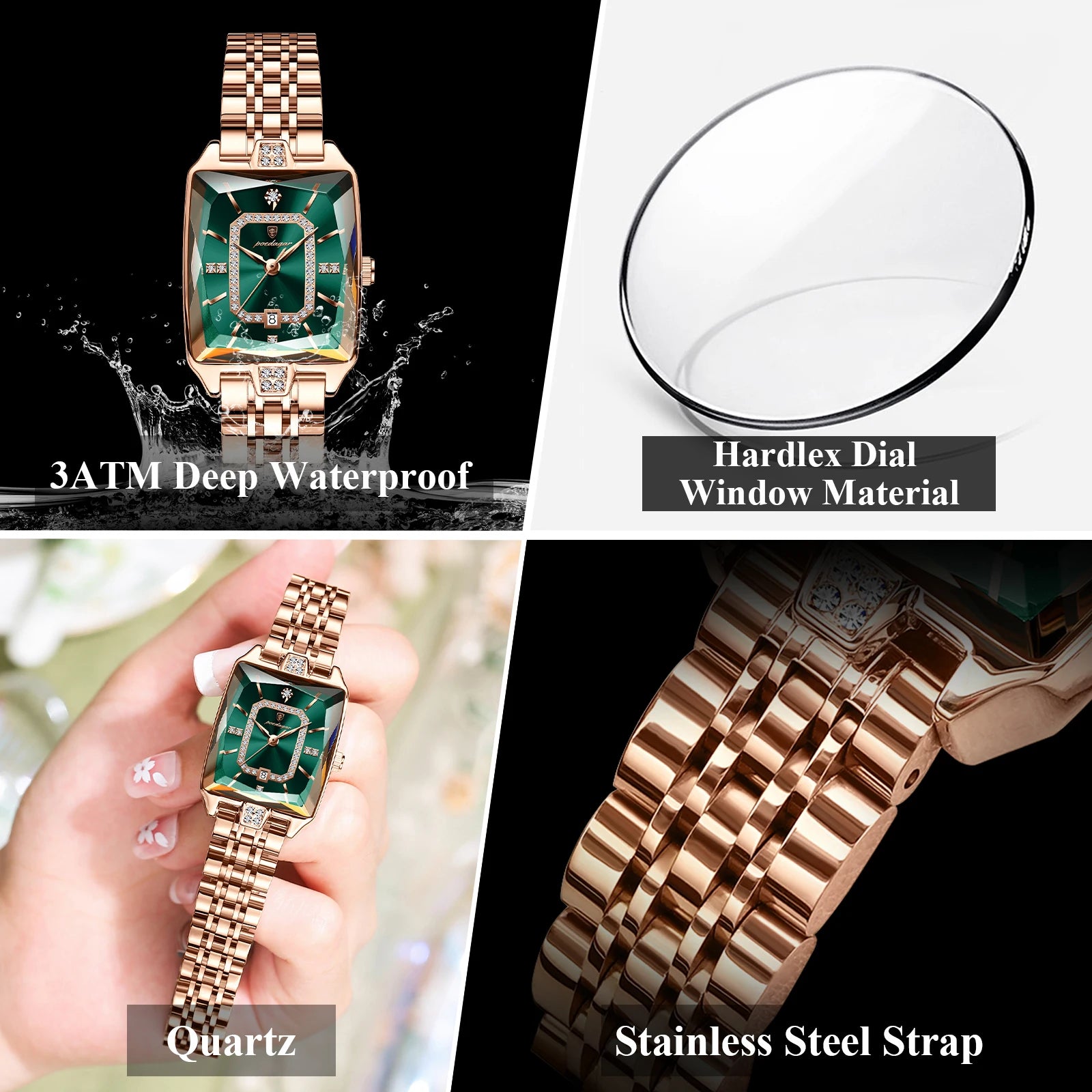 POEDAGAR Marca de Lujo Reloj de Pulsera para Mujer Impermeable Acero Inoxidable Fecha Reloj de Mujer Informal Moda Cuarzo Relojes de Mujer Reloj