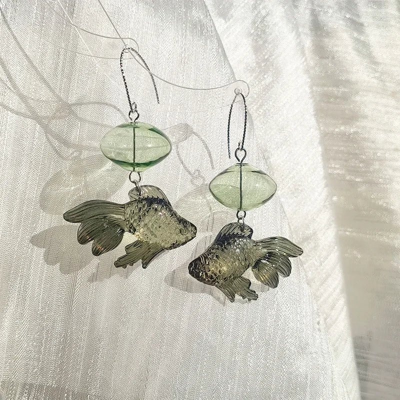 Kreativer Goldfisch Ohrring Einzigartiger transparenter Goldfisch Anhänger Ohrring Süße Koi-Fisch Ohrhänger Personalisierter Schmuck Großhandel