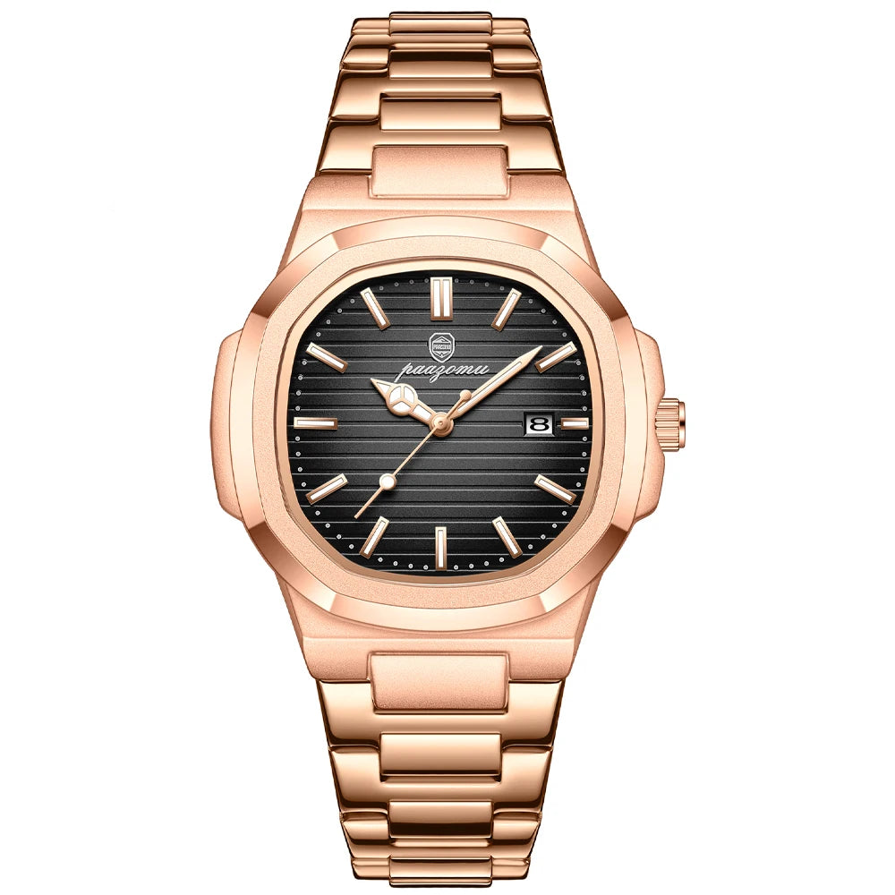 Reloj de pulsera de cuarzo PAAZOMU Business Casual para hombre, impermeable, con manecillas luminosas, correa clásica y duradera, reloj de moda para el trabajo diario
