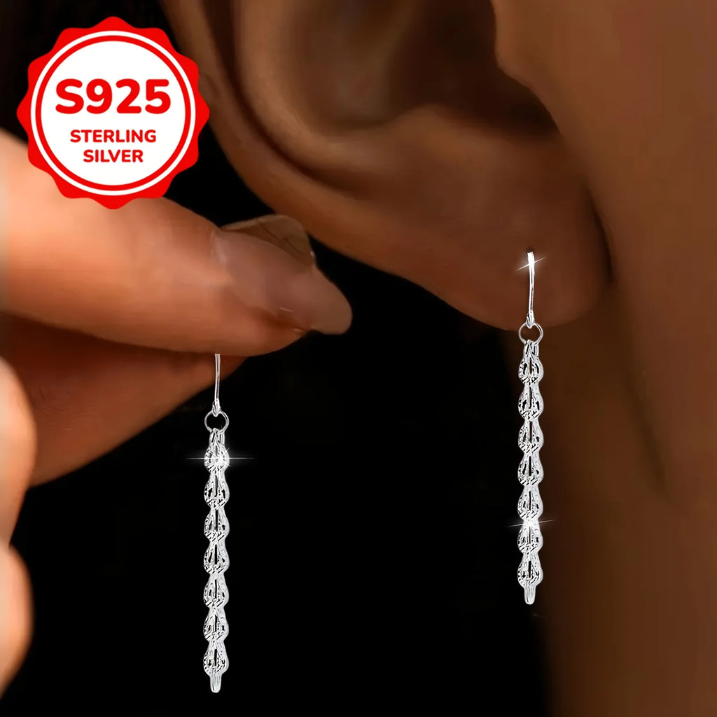 Schlichte und legere S925 Silber Phönixschwanz-Hakenohrringe für Damen, hypoallergene Ohrringe für den täglichen Gebrauch von Frauen