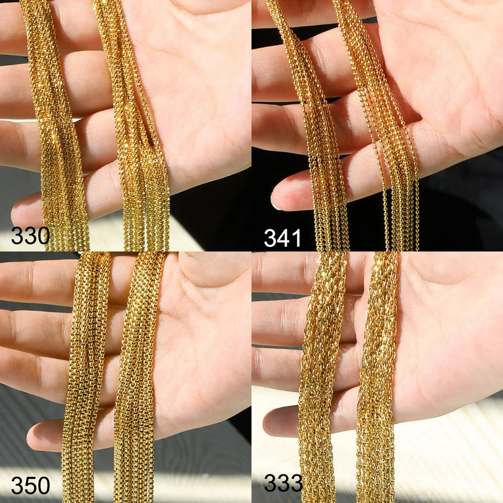 10pcs/Lot 45cm Stainless Steel Golden/Silvery Color 304 Chains Necklace Women Jewelry Making Accessories DIY Handmade Supplies