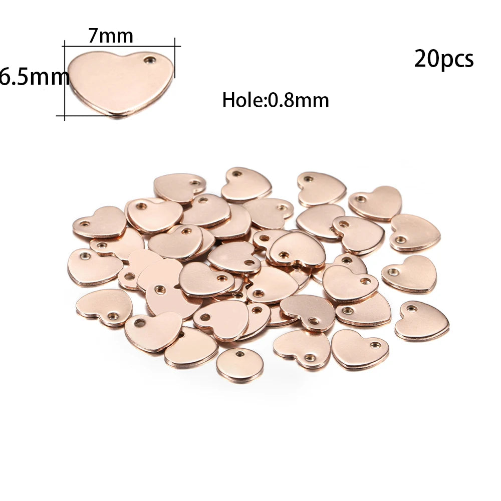 10-50 Piezas de Acero Inoxidable Dorado, Placas de Identificación Personalizadas, Óvalos en Forma de Corazón, Dijes, Colgantes para Suministros de Fabricación de Joyería DIY