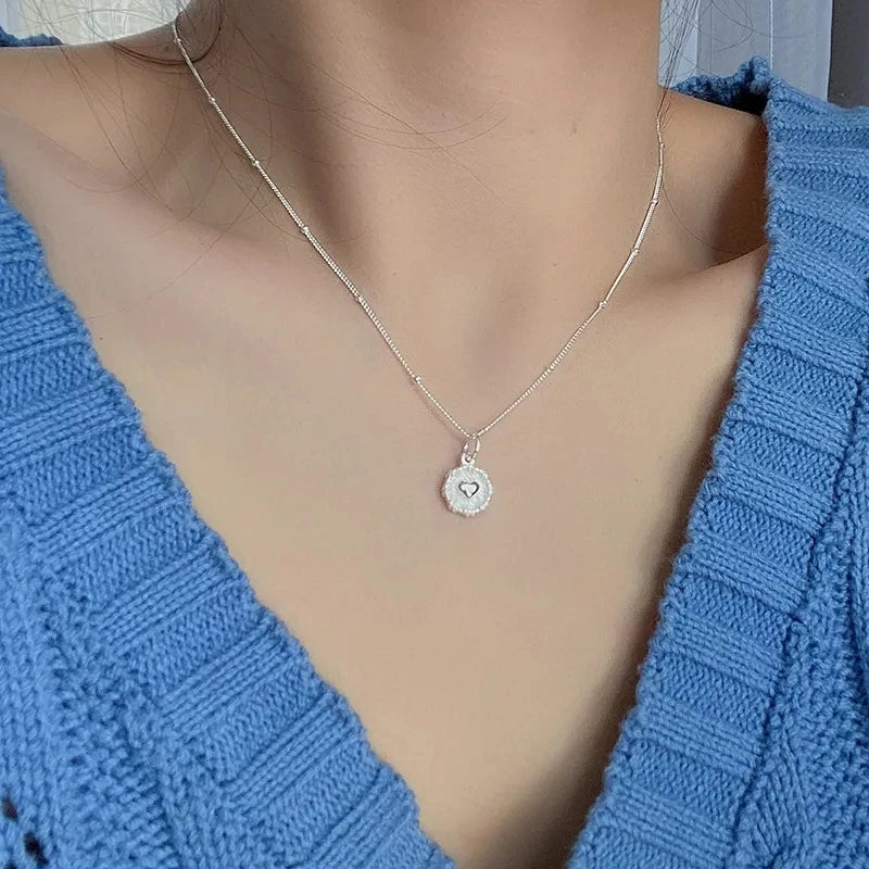 VENTFILLE Plata 925 Geometría Circular Rosa Collar Esmalte Goteo Coreano Joyería Delicada Regalo de Cumpleaños Venta al por Mayor