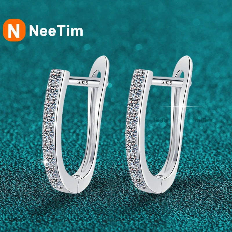 NeeTim Voll-Moissanit Creolen 925 Sterling Silber Labor-Diamant Funkelnde Ohrringe für Frauen Party Hochzeit Designer-Ohrringe