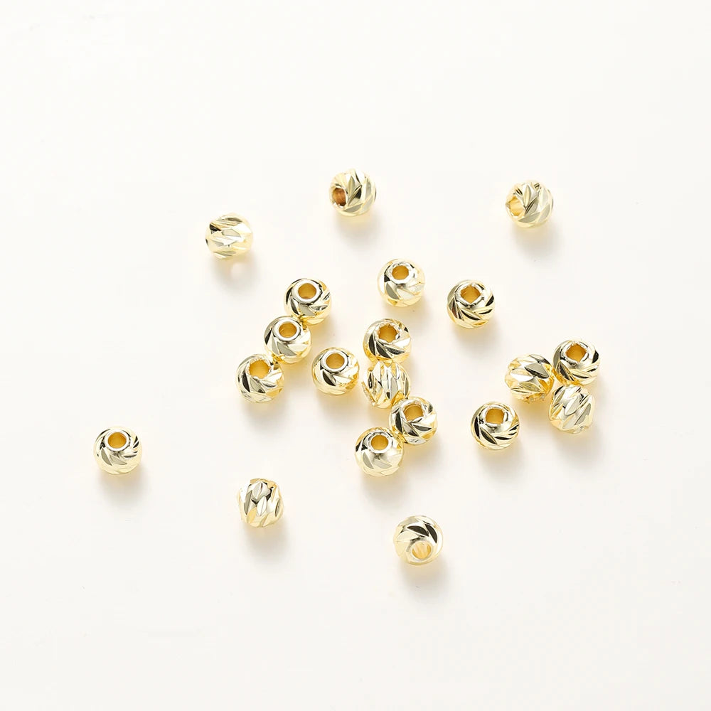 20 Stück/Lot 14K 18K Gold Runde lose Perlen Armband Halskette Spacer Messingperlen für DIY Ohrringherstellung Zubehör Großhandel Erkenntnisse