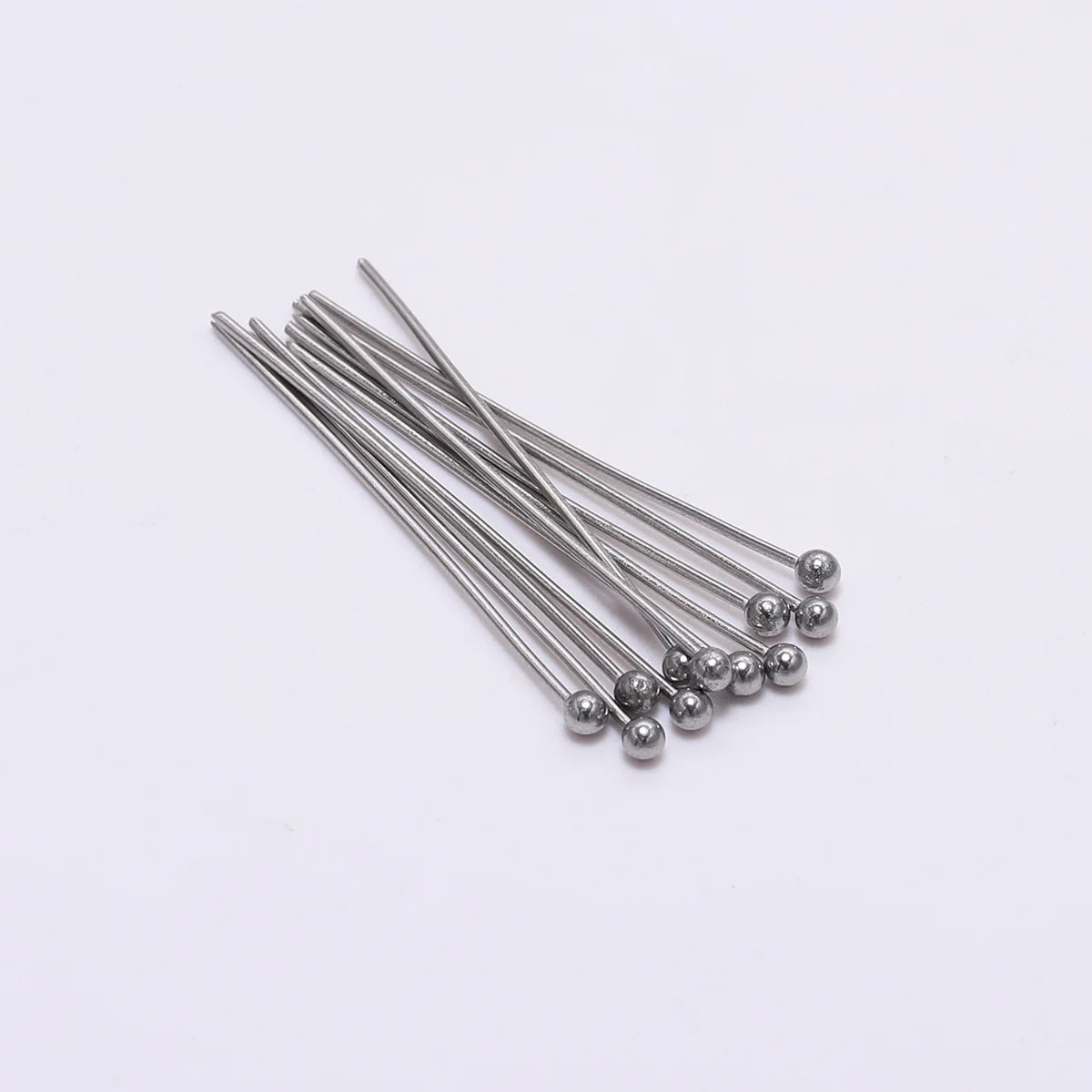 100 unidades/paquete de alfileres de cabeza de bola de acero inoxidable de 15-50 mm de color plata para hacer joyas a mano, accesorios de hallazgos de alfileres