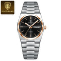 POEDAGAR Reloj de lujo para mujer, impermeable, luminoso, a la moda, de cuarzo, para señora, con fecha, día de la semana, de acero inoxidable, Reloj