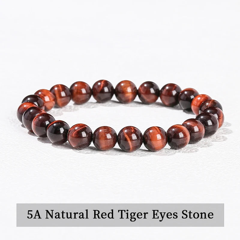JD Natursteinperlen Armband Amethyst Tigerauge Kristall Quarz Achat Edelstein Perlen Armreifen Damen Herren Reiki Heilung Schmuck Geschenk