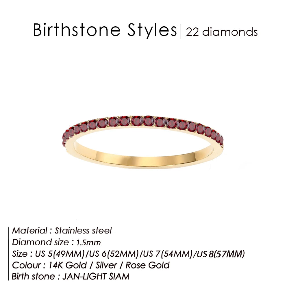 Edelstahl Geburtssteinring für Damen 12 Sternzeichen Mode Farbige Strassringe Jubiläum Hochzeit Geschenk Schmuck Großhandel