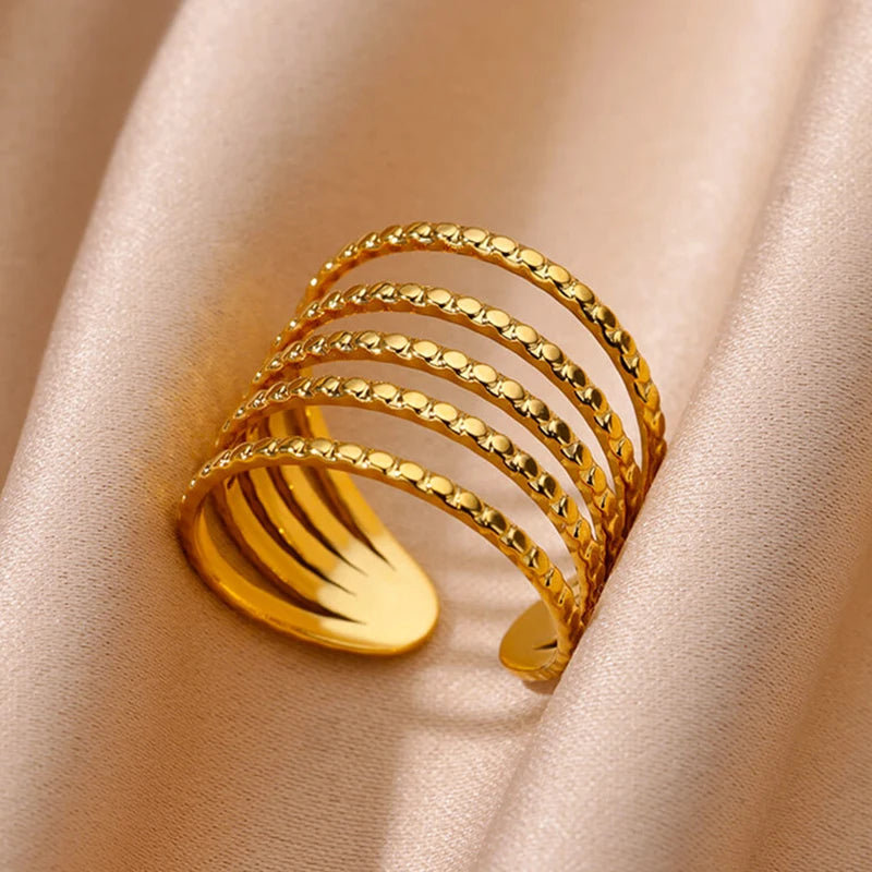Anti-Stress Drehbare Perlenringe für Damen Herren Goldfarben Edelstahl Doppelte Glatte Perlen Fingerring Party Schmuck Geschenk