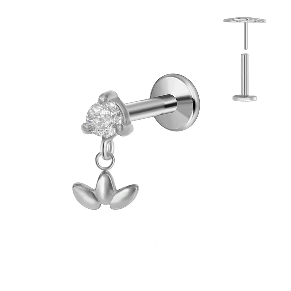 ASTM F136 G23 Titan Blumen Mond Stern Labret Piercing Push In Ohrringe Tragus Threadless Flat Back Piercing Körperschmuck