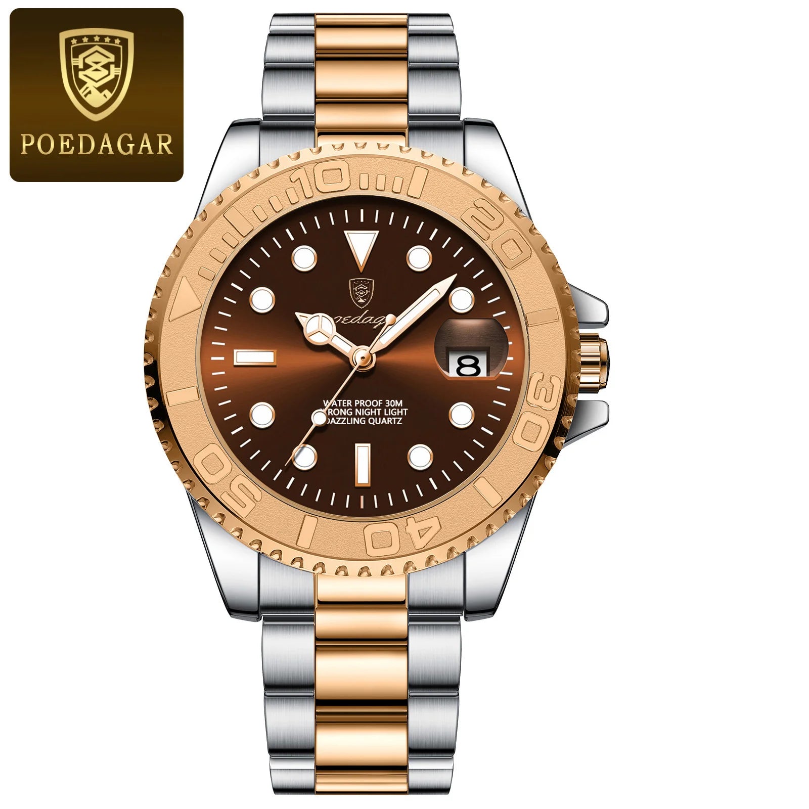 POEDAGAR Top Luxury Reloj para Hombre Impermeable Luminoso Fecha Reloj de Hombre de Acero Inoxidable Reloj Masculino Deportes Moda Relojes de Cuarzo para Hombre