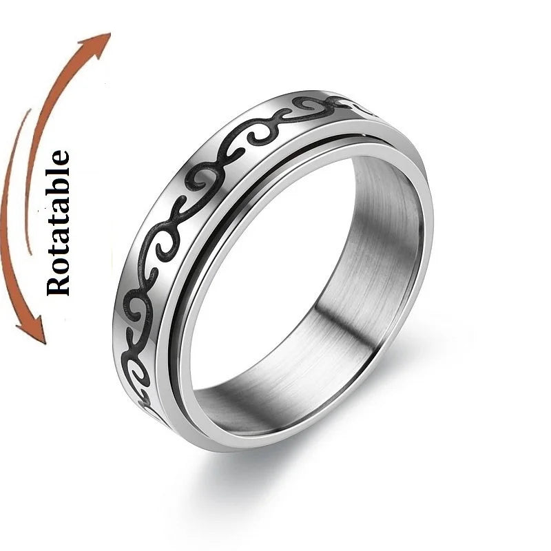 Stainless Steel Star Moon Anxiety Relaxing Cool Ring For Couples Spinner Fidgets Joint Rings Accessories Anillo Antiestres