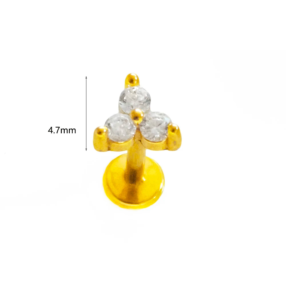 100 % 316L Chirurgischer Edelstahl Blumen Labret Piercing Schmetterling Biene Tragus Schlange Knorpel Helix Flat Back CZ Ohrringe Körperschmuck