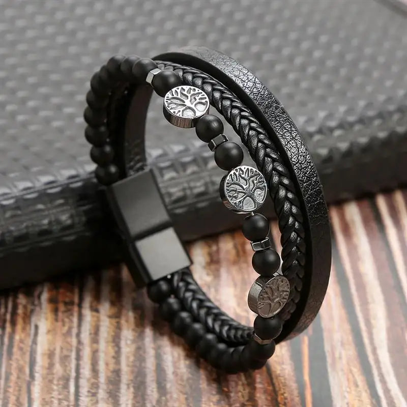 Klassisches Herren Lederarmband Neuer Stil Handgewebt Mehrschichtige Kombination Accessoire Mode Herrenschmuck Großhandel Dropshipping