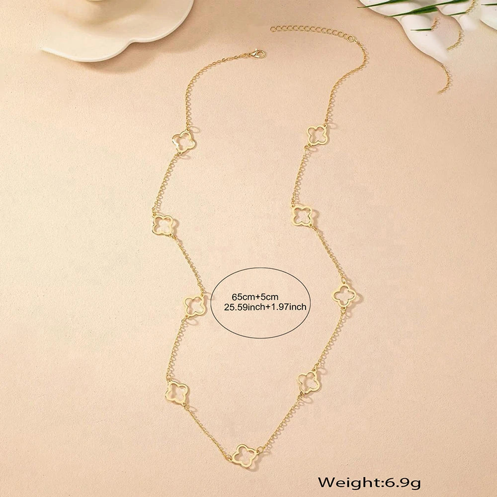 Aomogo Stainless Steel 2025 New Hollow Four-Leaf Clover Pendant Necklace Simple Fashion Design Collarbone Chain Jewelry Gifts