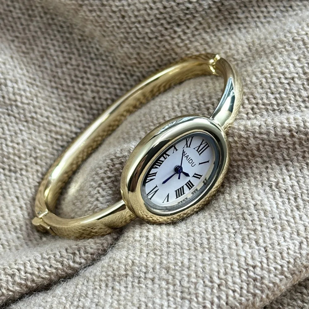 Armbanduhr einer bekannten Marke, Edelstahlarmband, Golduhr, modisches kleines Zifferblatt, Damenuhr, Mädchengeschenk, Armbanduhren, Relojes Para Mujer