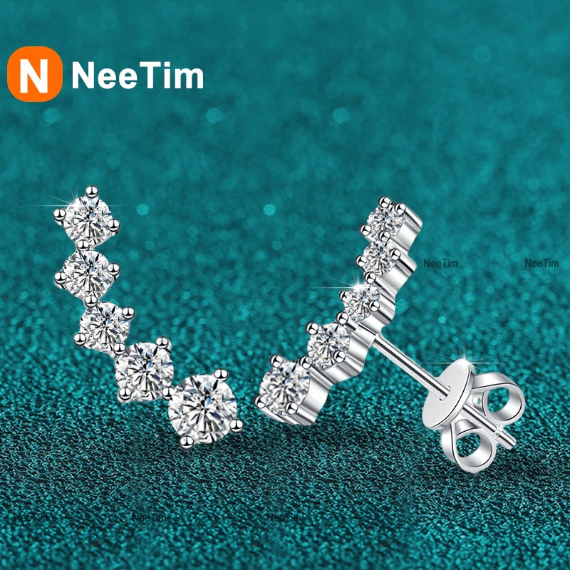 NeeTim 1.16cttw Ohrstecker mit Voll-Moissanit für Damen, Edelsteine, Labor-Diamant-Ohrstecker, 925 Sterling Silber, edler Schmuck