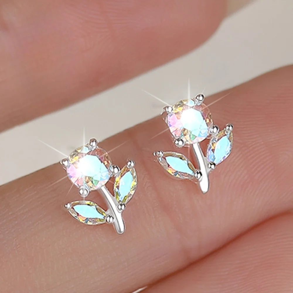 Fruit Bubble Bunte Zirkon-Blumenohrringe Damen Mode Persönlichkeit Trendige Luxus-Waldohrringe Vielseitig Ins