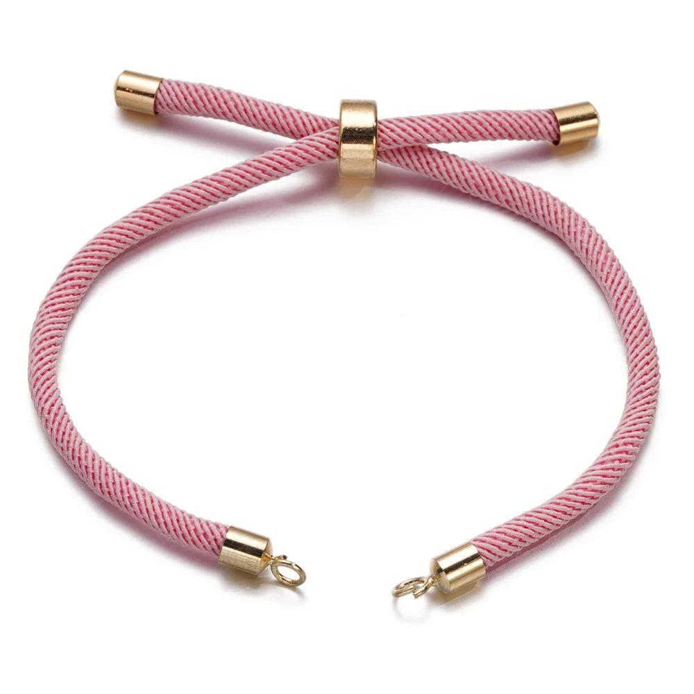 1 Stück Verstellbare Nylon Geflochtene Kordeln Schieber Freundschaftsarmbänder mit Messingkordelende für Schmuckherstellung DIY Zubehör