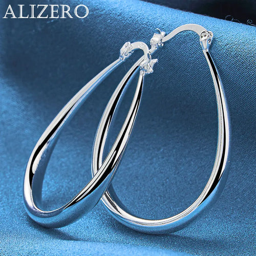 ALIZERO 925 Sterling Silber Ohrringe Einfache runde Kreolen Ohrringe für Frauen Mode Hochzeit Verlobung Charm Schmuck Geschenke