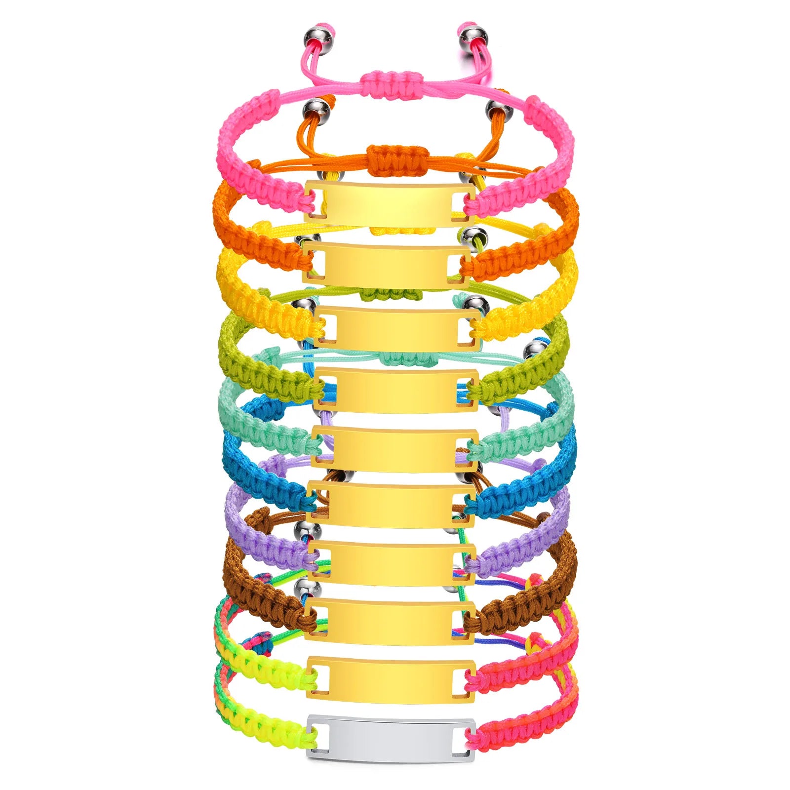 Personalisiertes Namensarmband für Mädchen Jungen Kind, Verstellbares geflochtenes Seilarmband mit individuellem ID-Tag, Graviertes Geburtstags-Weihnachtsgeschenk