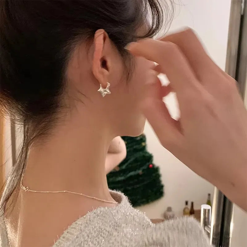 Pendientes de estrella sencillos vintage de plata de ley 925 para mujer, joyería de moda, previenen alergias, accesorios de fiesta, regalo