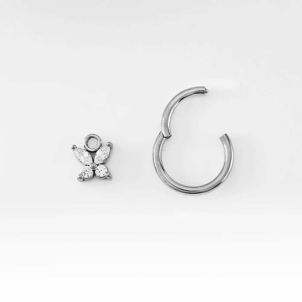 Wassertropfen Anhänger Muschelring ASTM F136 G23 Titan Piercings Mondblumen Scharniersegment Clicker Tropfen Helix Ohrringe