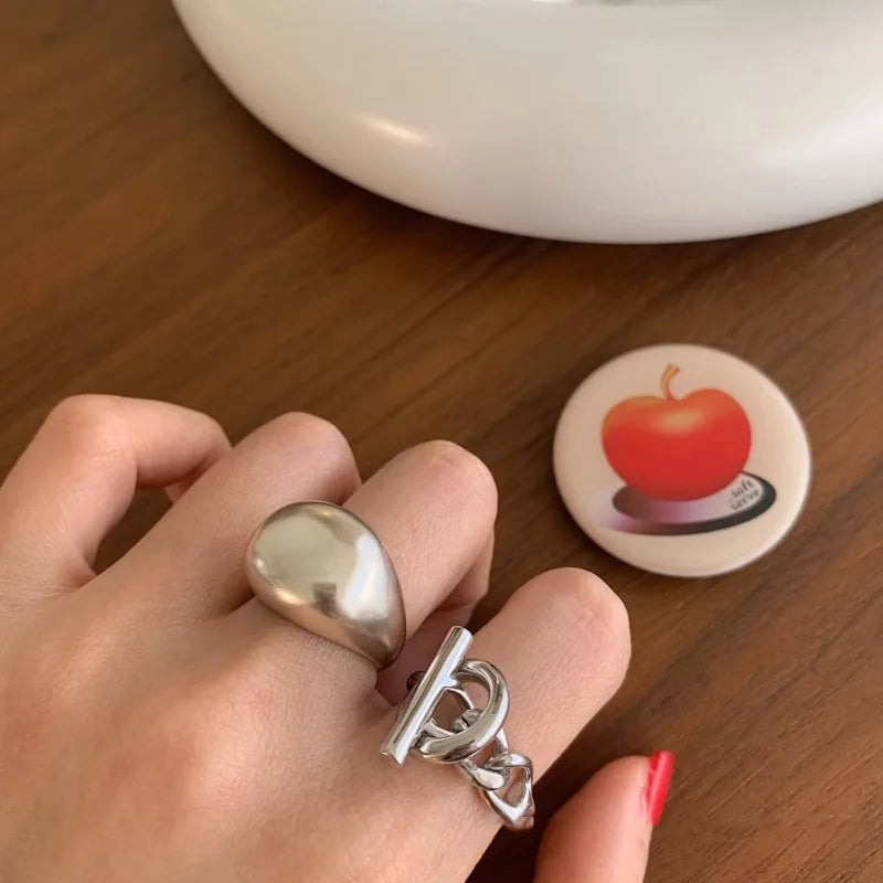 925er Sterling Silber Kette Einfache Geometrie Verstellbarer Ring Für Frauen Mode Hochzeit Feiner Schmuck Großhandel Schmuck