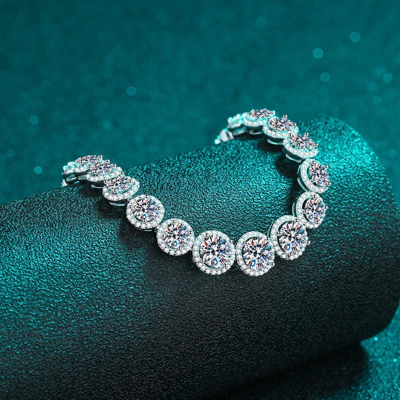 NeeTim D Color Moissanit Tennisarmband 925 Sterling Silber mit Weißgold vergoldet Glänzende Armbänder Kette für Frauen Großhandel