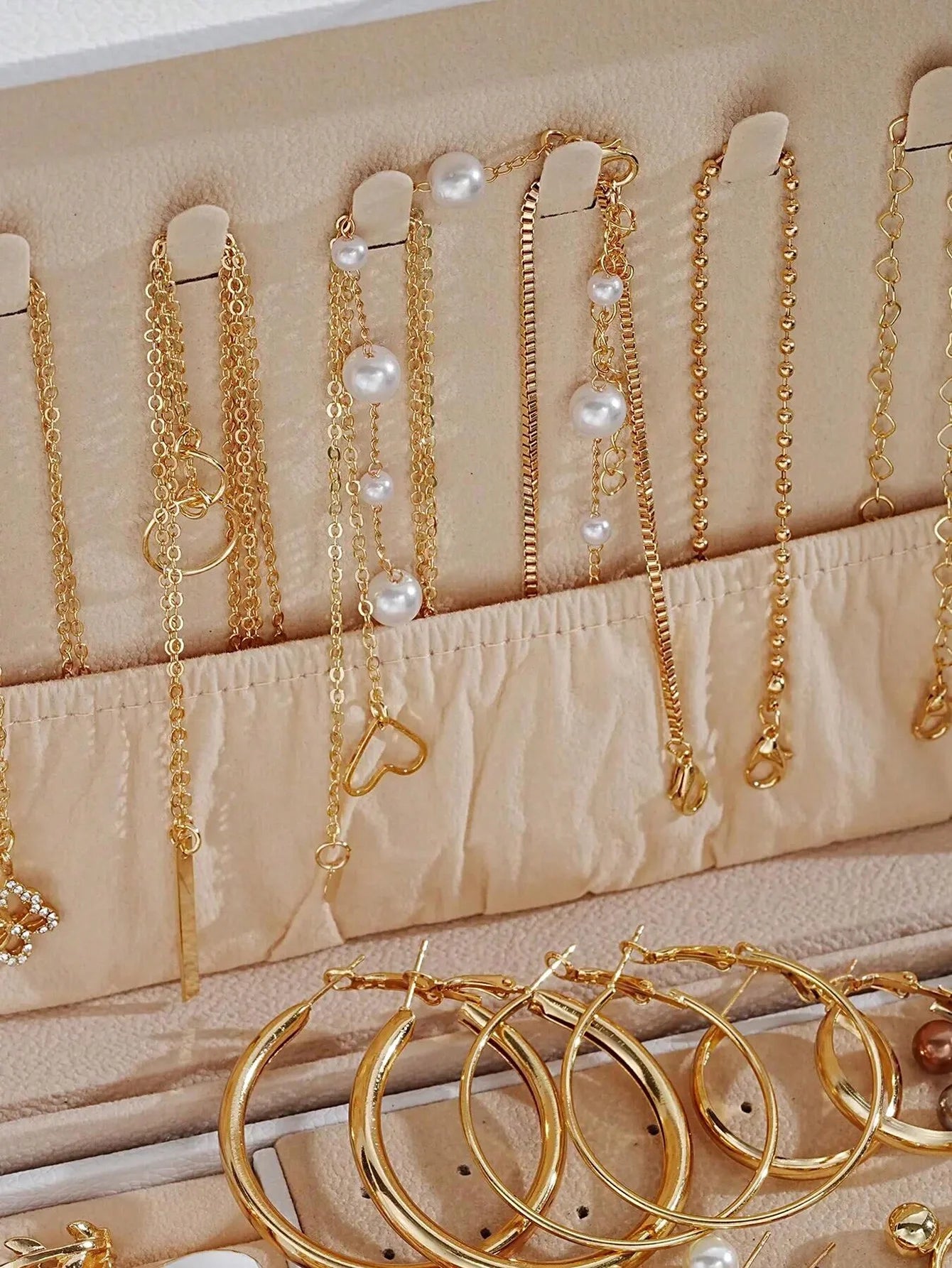 86-teiliges Set elegante Perlenohrringe, mehrlagige Halskette, Ohrstecker, Ringe, 4-in-1-Schmuckset für Damen, tägliches Tragen, Geschenk (keine Box)
