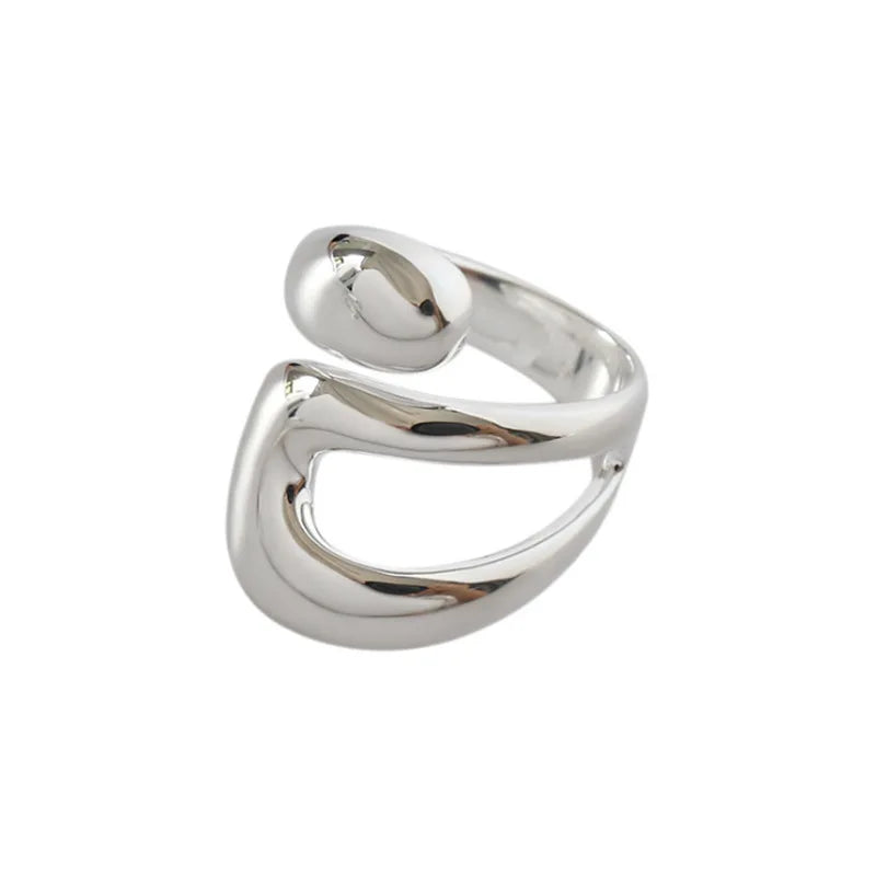 925 Sterling Silber Geometrie Unregelmäßiger Einfacher Offener Ring Für Damen Hochzeit Luxus Edelschmuck Geschenk Weiblicher Großhandelsschmuck