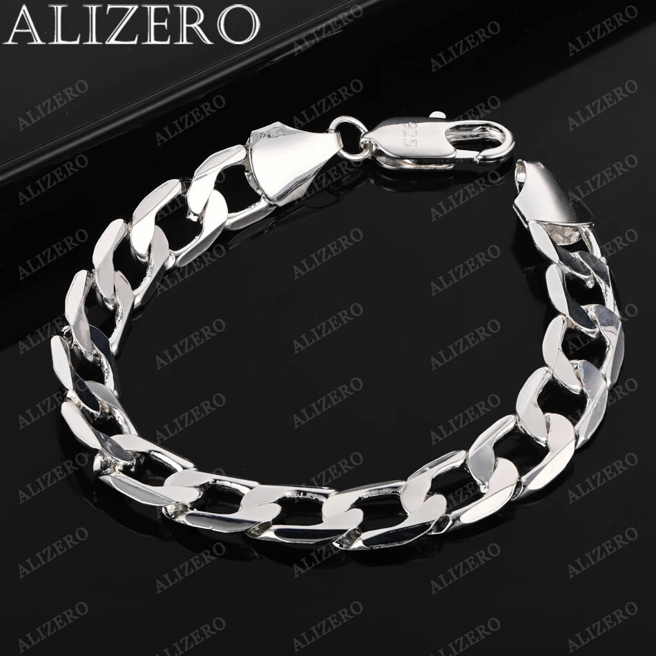 ALIZERO 925 Sterling Silber Armband 4/6/8/10/12mm Seitenkettenarmbänder für Herren Damen Mode Edler Schmuck Großhandel