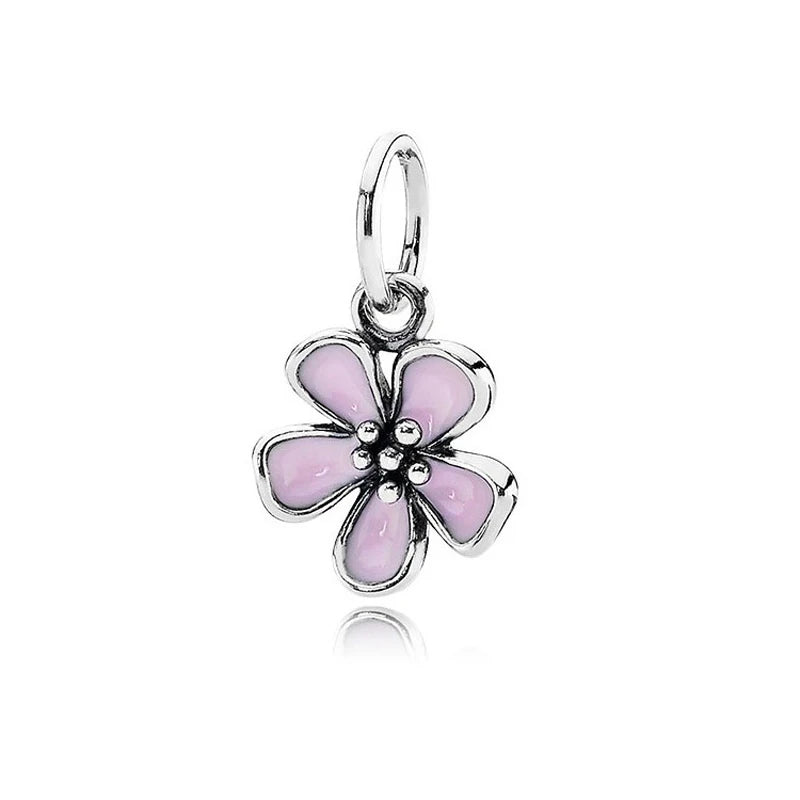 Heiß begehrtes 925er Silber Rosa Serie Blume Hundepfote herzförmiger Anhänger, passend für originale Armband DIY Accessoires, exquisiter Schmuck