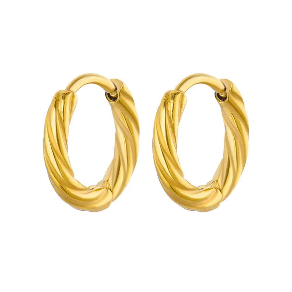 Vintage Runde Edelstahl Creolen für Damen Vergoldete Ohrringe 2023 Trend Statement Ohrschmuck Weihnachtsgeschenk