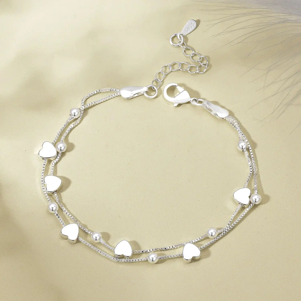 925 Sterling Silber Armbänder Damen Herz Kugelketten Charm Armband Paar Designer Schmuck Accessoires Großhandel Schmuck