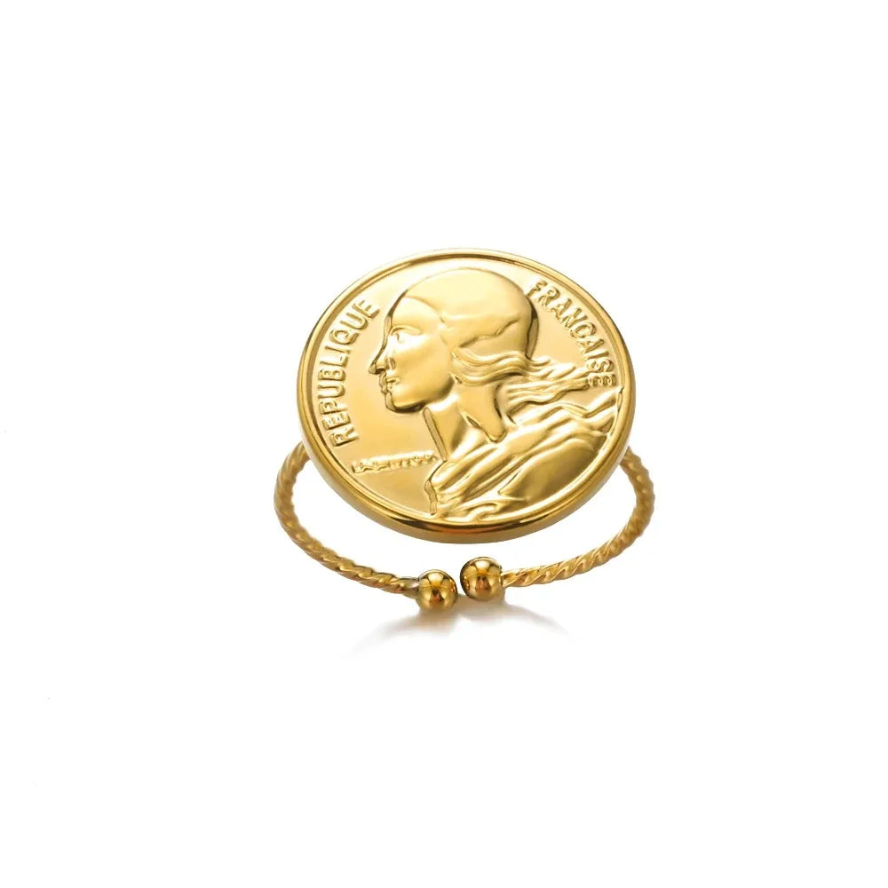 Vintage Jungfrau Maria offener Ring für Damen Edelstahl Gold Farbe Religiöser Ring Jesus Christlicher Schmuck Party Geschenk