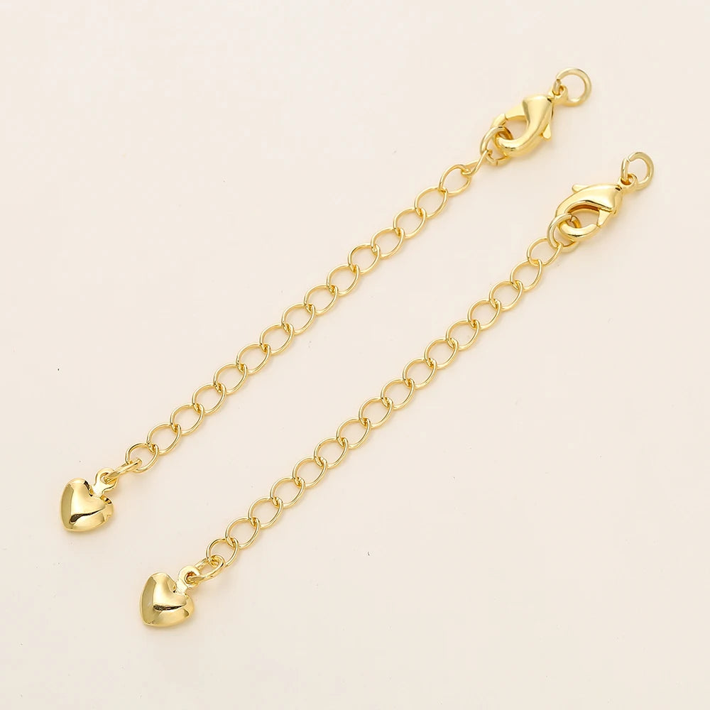 Paquete de 5/10 unidades de cadena de extensión de latón chapado en oro de 14/18 quilates con cierre de mosquetón para fabricación de joyas de bricolaje