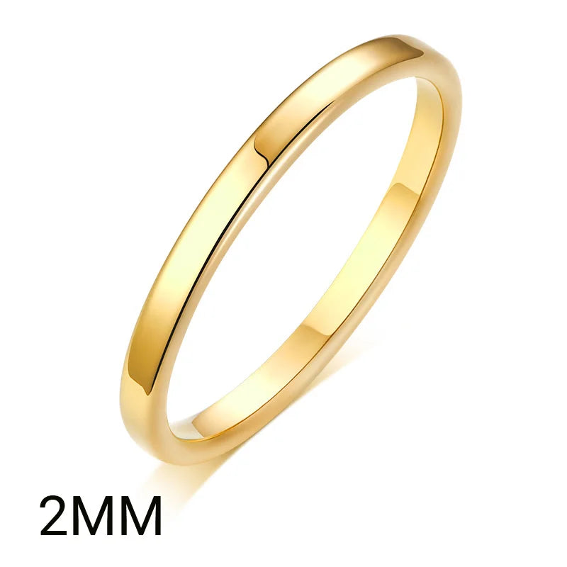 2mm 4mm 6mm 8mm Edelstahl Ehering für Damen Flache Fingerringe Mode Bijoux Femme Verlobungsschmuck